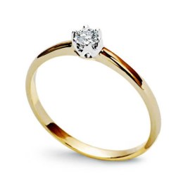 Złoty pierścionek zaręczynowy - Diament