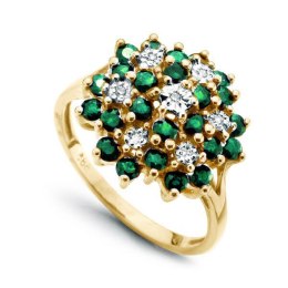Złoty pierścionek - Diament Szmaragd