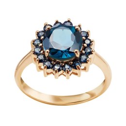 Złoty pierścionek - Topaz London Blue
