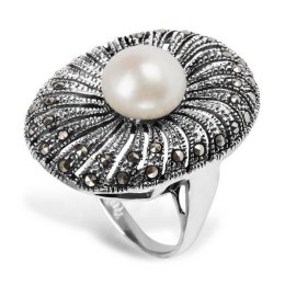 Srebrny pierścionek PDK5347 - Naturalne Perły hodowlane słodkowodne
