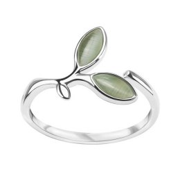 Srebrny pierścionek Zielone liście