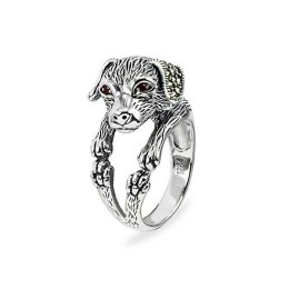 Srebrny pierścionek Piesek - Markazyty