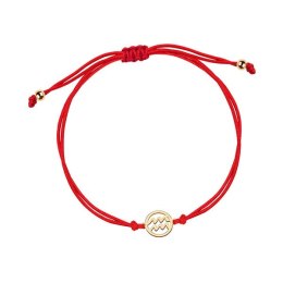 Srebrna bransoleta na czerwonym sznurku - Znak Zodiaku